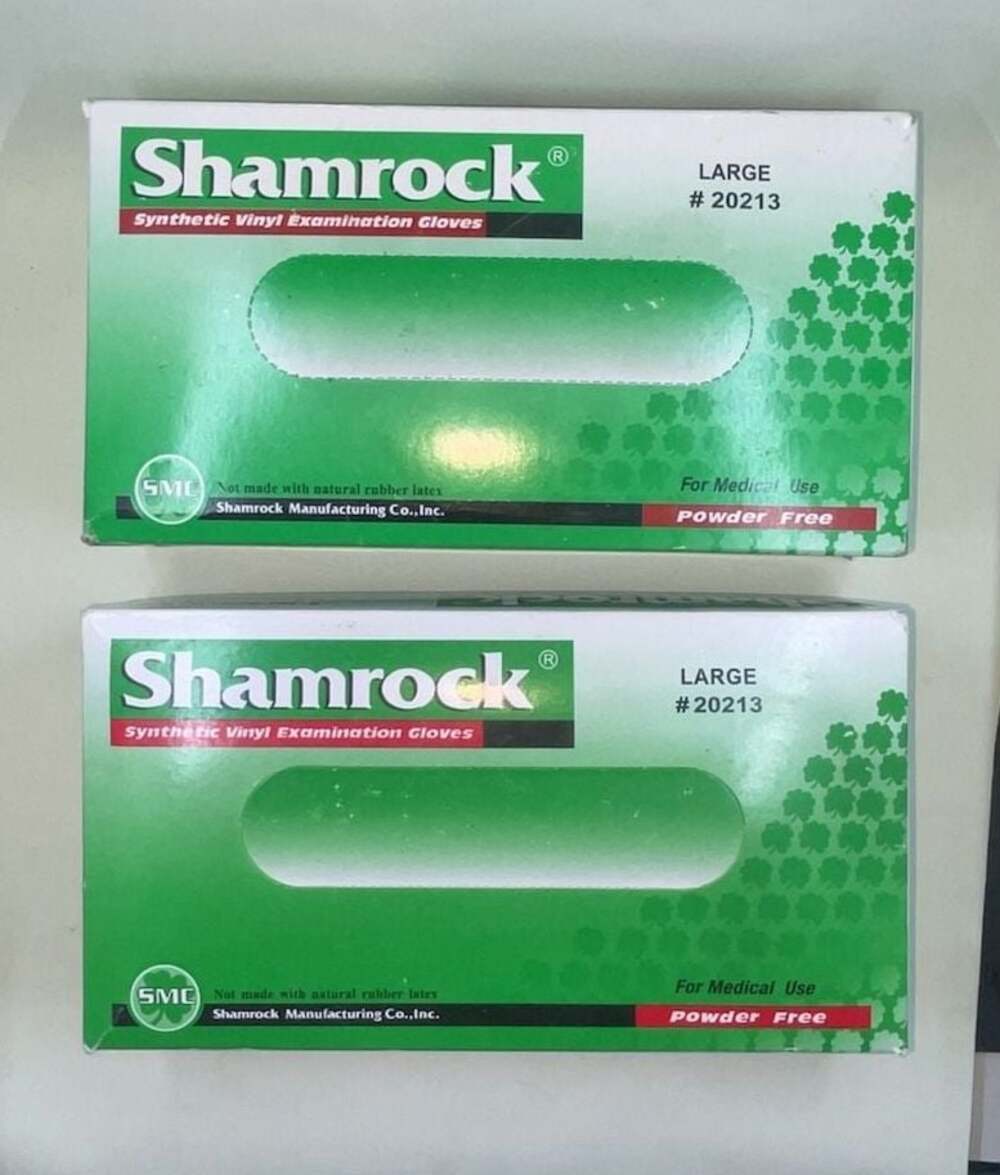 Shamrock Synthetic Vinyl Examination Gloves Large #20213 Powder Free 2 Boxes